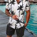 Men's Shirt Shorts Set Two Piece 3D Leaf Print Sleeve | SAMAG