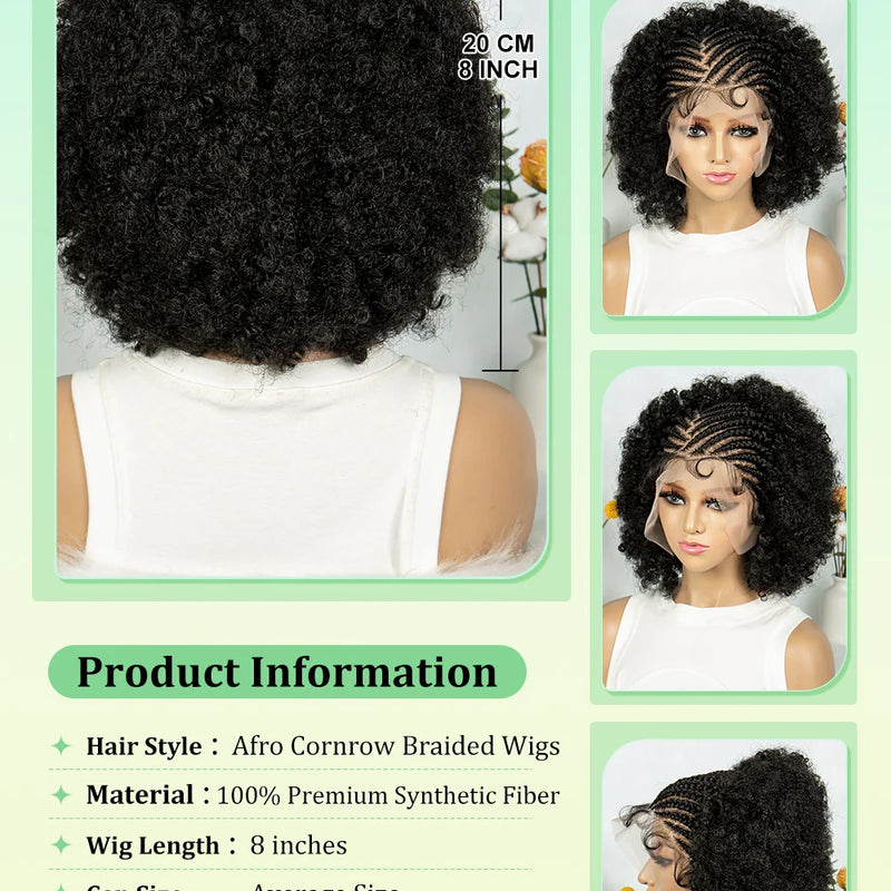 KIMA New Box Braided Wig Synthetic Full Lace Wigs Short Lengths for Black Women Men Braided Wig With Baby Hair Box Braiding Wigs