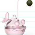 Tumbler Food-Dispensing Cat Toy - Anglerfish Design Feather Bell Catnip Ball, Teeth-Cleaning Licking Self-Play Pet Supplies