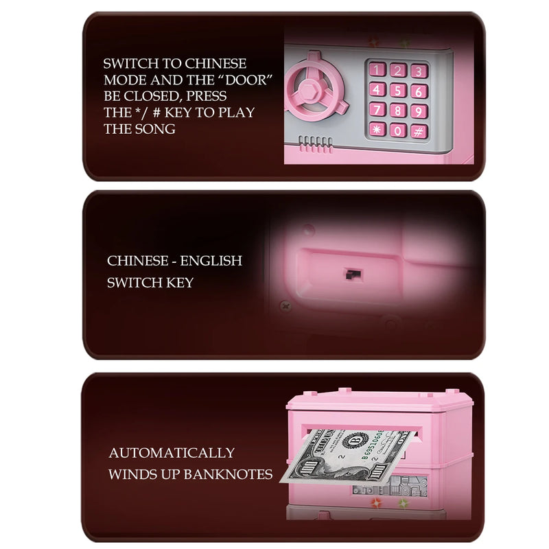 Piggy Bank Toys, Electronic ATM Password Money Coin Can Auto Scroll Paper Saving Box Fingerprint Unlock - View 5 | SAMAG