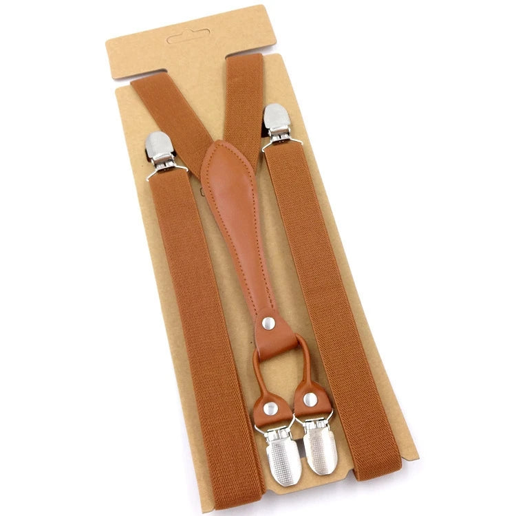 New Fashion Suspenders Men Women Adult Leather Trimmed End Y Back Adjustable Elastic Trouser Braces Strap Belt Wedding Party