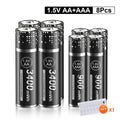 PALO 3400mWh Li-ion 1.5V AA and AAA Rechargeable Batteries with 8-channel magnetic flip charger for 1.5V 2A 3A Lithium Batteries