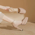 Women's Super High Heels Pointed Tip Thick Heel Ankle Strap Platform Heels Side Cutout Sexy Wedding Banquet Sandals