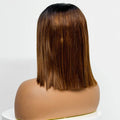 250% Density Bob Straight Human Hair 2X6 Transparent Lace Closure Frontal Human Hair Wigs 100% Human Hair Ginger 99J Colored Wig