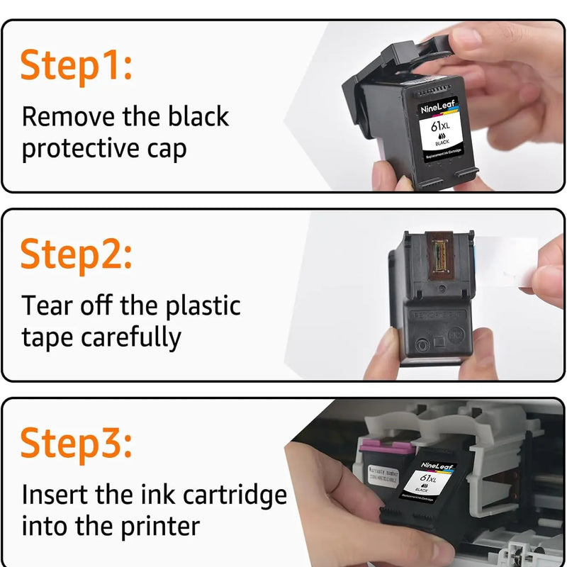 NineLeaf High Yield Ink Compatible for HP 61XL 61 XL CH563W CH564W Ink Cartridge use with Envy 4500 5530 Officejet Printer