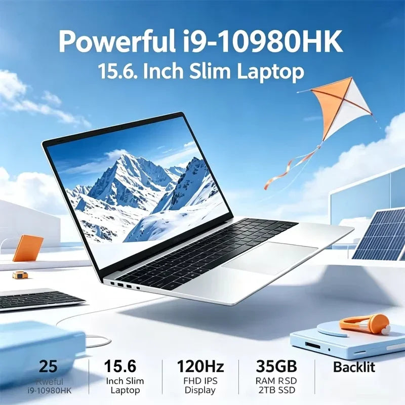15.6 Inch Full HD IPS Laptop 120Hz Screen Intel Core I7-8650U 32GB RAM 2TB SSD Backlit Keyboard Long Battery Life Windows 11