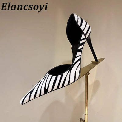 Pump Women's Pointed Zebra Print High Heels Office Shoes | SAMAG