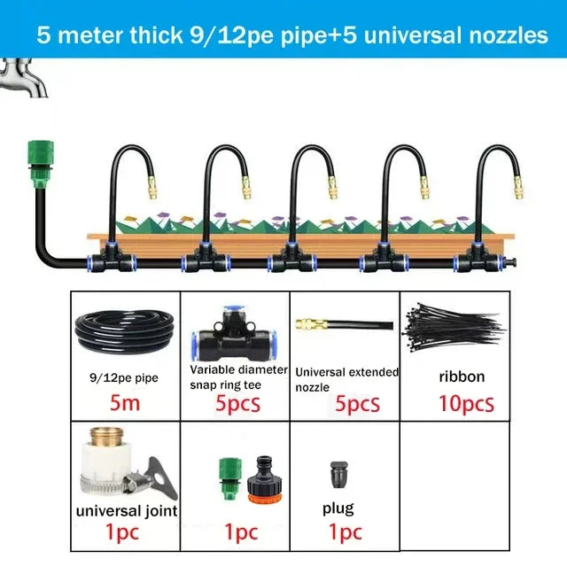 5-20M Universal Automatic Irrigation Sprinkler Kit Garden Balcony Atomization Sprinkler Watering Kits Rotating Copper Nozzle