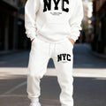 Trendy Letter Eye - Catching Print Men's Hooded Suit Casual Winter Two - Piece Set Sports Jogging Pants - View 4 | SAMAG