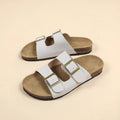 Women's Flat Outdoor Beach Casual Slippers Man Sliders Thick Sole Leather Cork Sole Sandals and Slippers