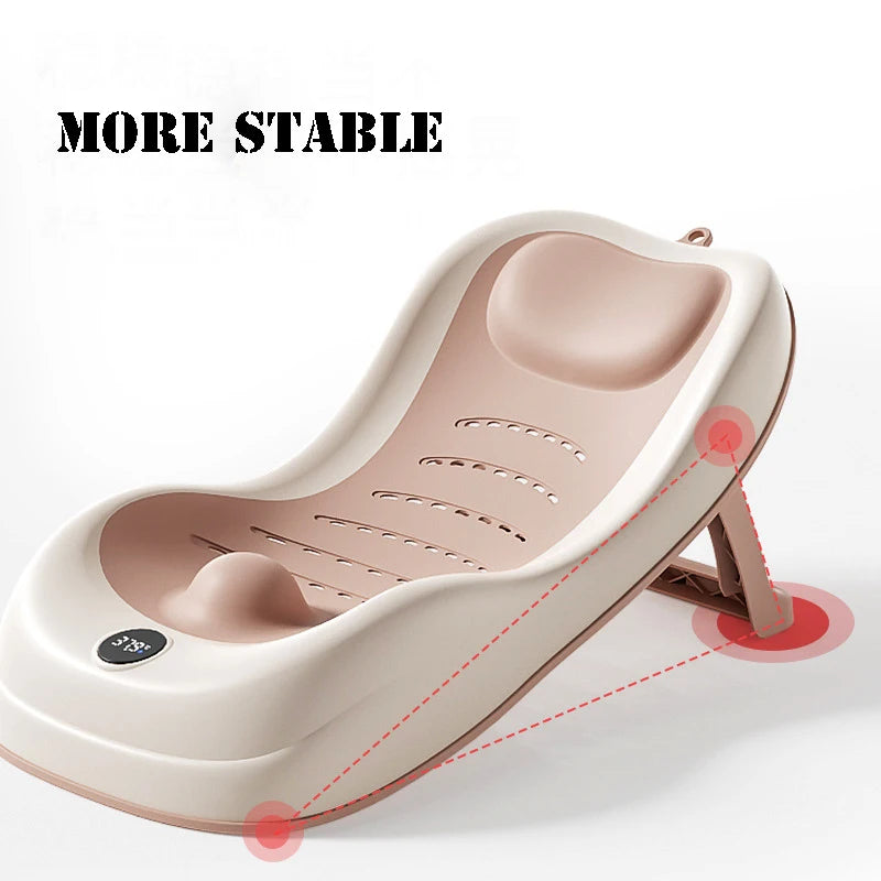 Foldable Baby Bath Support Newborn Bathtub With Sensing Temperature Non-Slip Infrant Shower Bed With Support Bracket