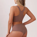 TERMEZY Soft Seamless Wireless Bra Set Minimalist Racerback Bralette Set Sport Yoga Breathable Panties Set Solid Color Intimates