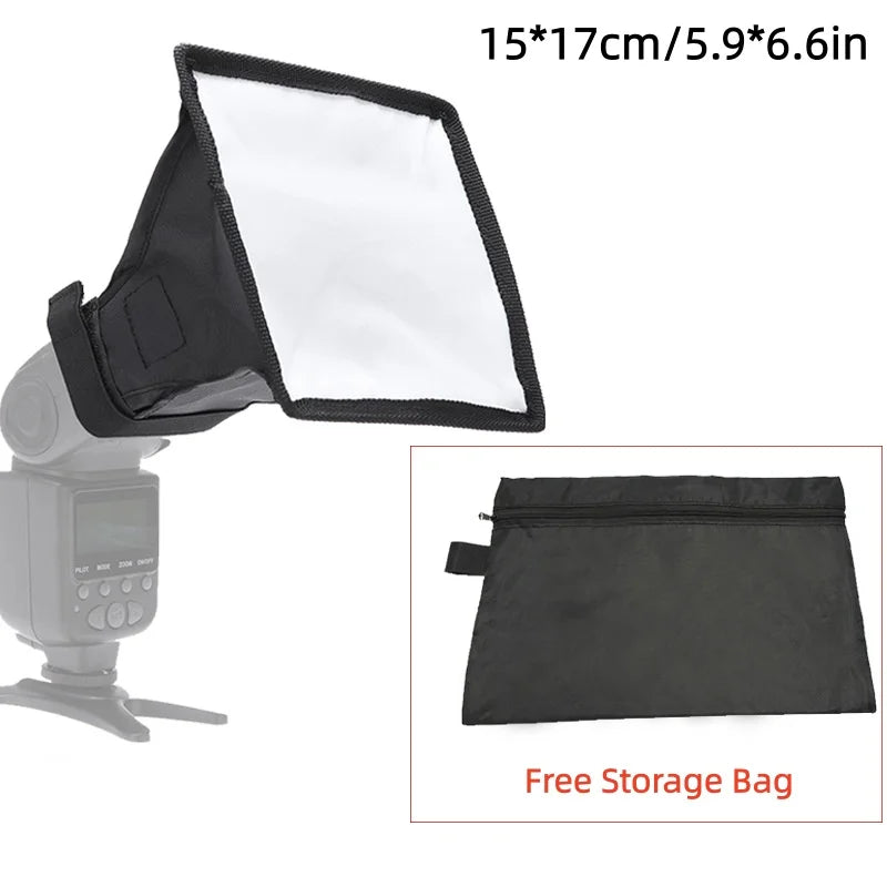 RF17 Universal Flash 30cm Diffuser Light Softbox 20cm Collapsible with Storage Pouch Compatible with Canon Nikon Sony