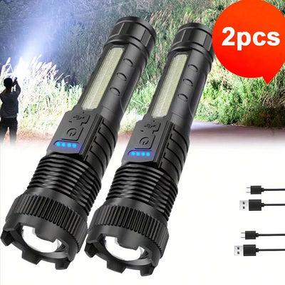 Super Bright LED Flashlight USB Rechargeable COB Side | SAMAG