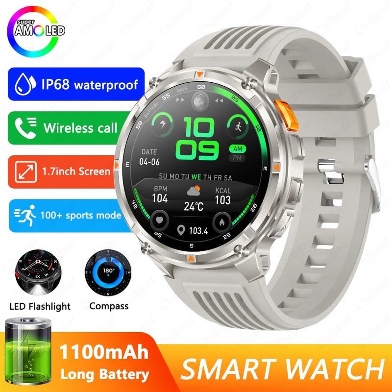 2026 New T-Rex3 Pro 1100mAh Battery Smart Watch GPS path 5ATM Waterproof Sports Run tracker Outdoors Compass Military Smartwatch