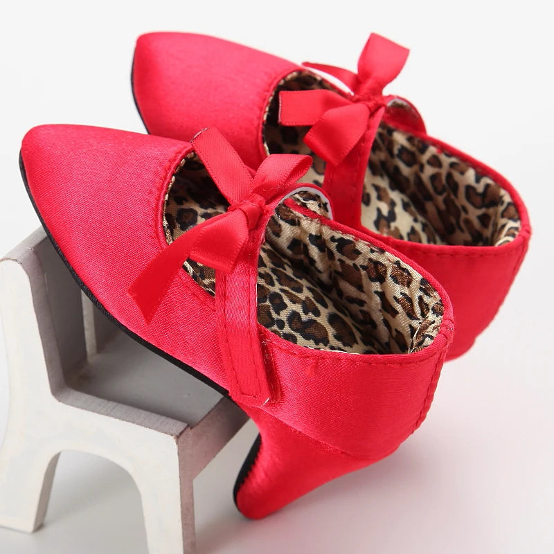 Spring and Autumn Girl Baby Anti slip Children's Shoes Girl Baby Beautiful Bow High Heels Girl Baby High Heels
