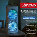 Lenovo Dual Head Desktop Fan With LED Night Light Small Circulator Fan Portable Air Conditioner Fan for Home Office Travel 2026