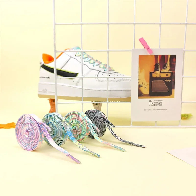 Colorful Shoelaces Leopard Print Fashion Flats Shoe Laces For Sneakers Washable Without Fading Shoes Accessories Shoestring