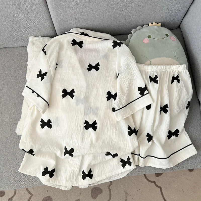 2 Summer Short-Sleeve Pajama Set for Women, Comfortable | SAMAG