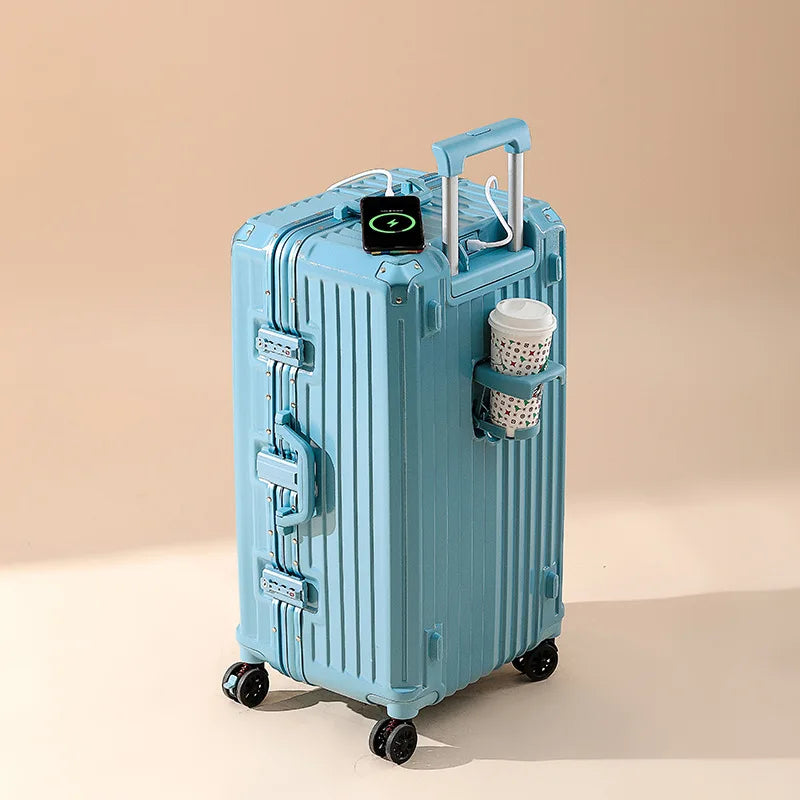 2024 New Durable Large Capacity Luggage Sets Suitcase USB Charging Men Carry-On Boarding Travel 24/26/28/30/34