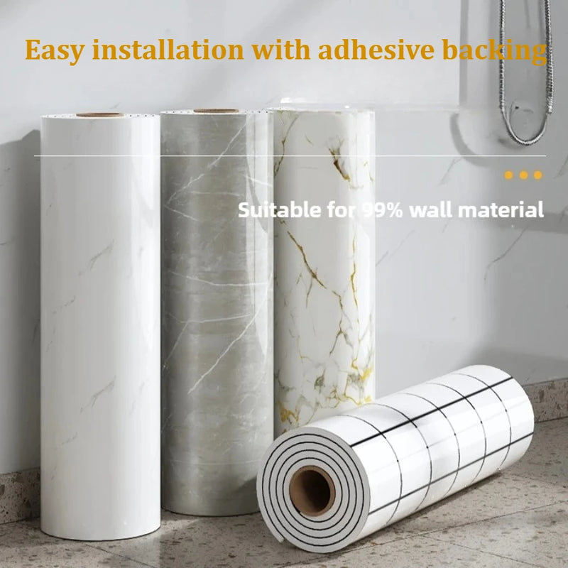 40 Waterproof Bathroom DIY Wall Decor Panel Self-Adhesive Marble Tile Living Room Background Wall Sticker Easy Install Wallpaper