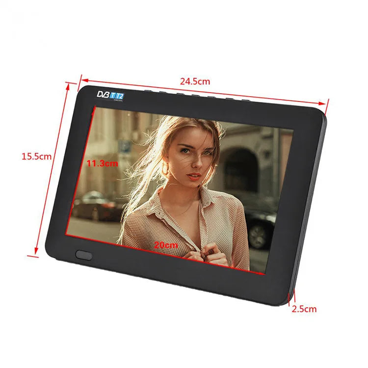 9 Inch Portable Slim TV Built-in 1500mAh Battery LCD Monitor for Vehicle Home Outdoor
