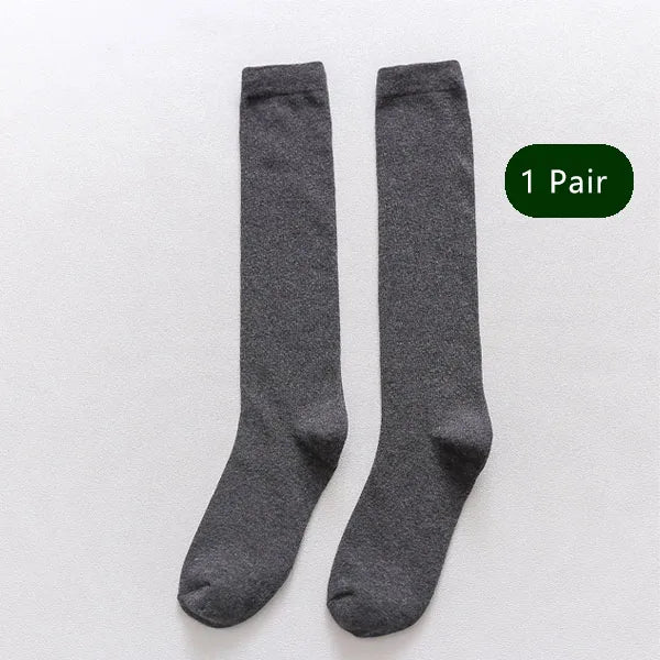 Men Long Socks Knee High Cotton Solid Business Soft | SAMAG