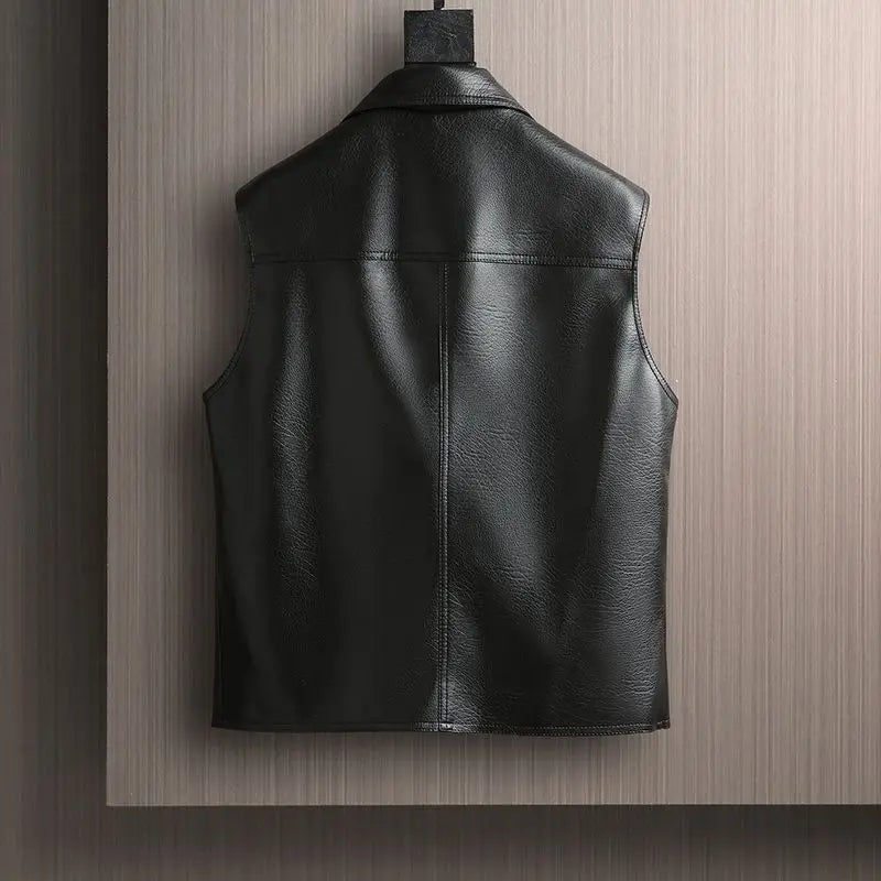 Spring And Autumn New Fashion Trend Locomotive Wind Leather Jacket Sleeveless Vest Casual Versatile Vest