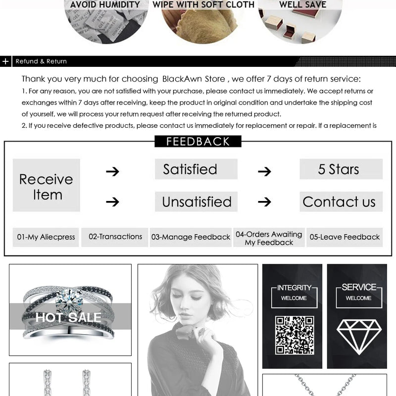 Black Awn Silver Color Necklace Women Jewelry Heart Black&White Stone Pendants P107