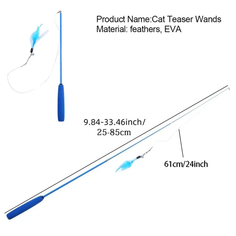 Durable 3-section Cat Teaser Wands Interactive Funny Telescopic Fishing Pole Stick Teaser Cat Accesorios