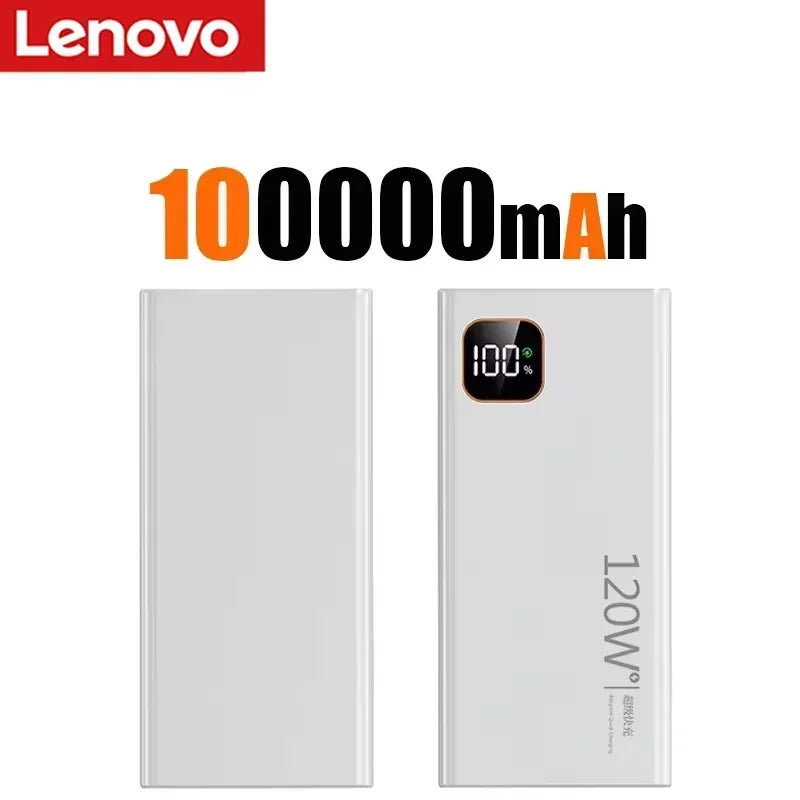 Lenovo Huge Capacity 500000mAh Portable Power Bank 120W Super Fast Charging External Battery Charger For Xiaomi iPhone Samsung