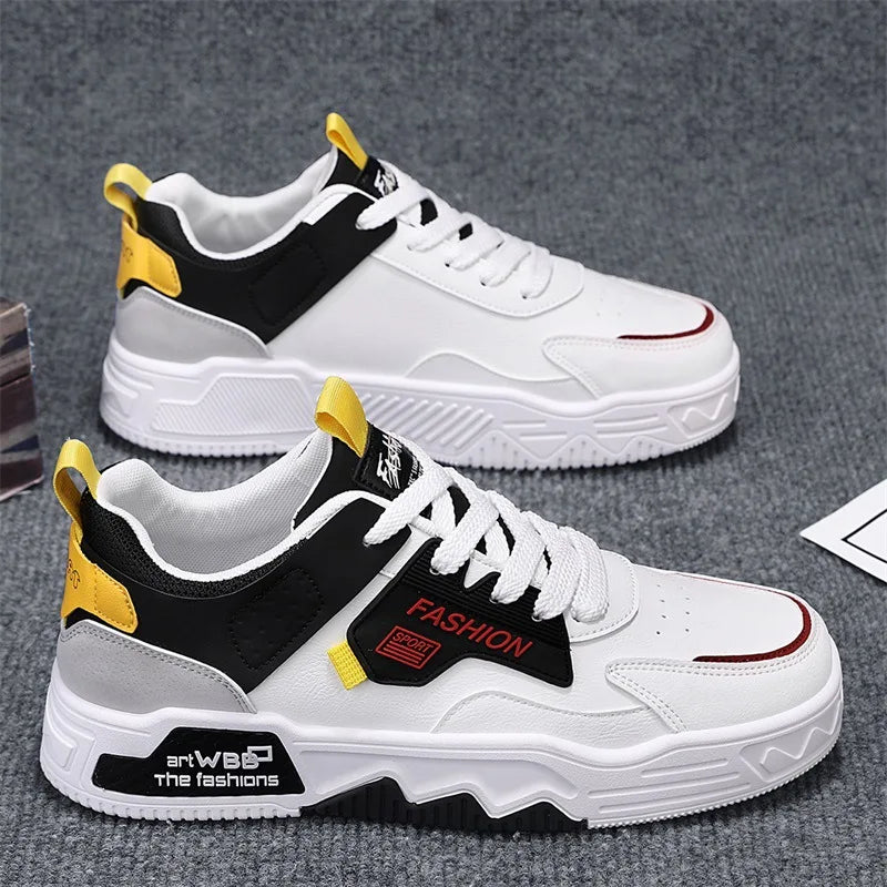 Men's Street Fashion Skateboard Shoes Versatile Sport Casual Sneakers Youth College Style White Shoes