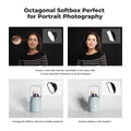 90cm/65cm/55cm Octagonal Softbox Quick Release Bowens Mount with Honeycomb Grid Light Diffusers for Photography Studio Flash