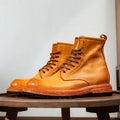 Goodyear welted Heavy Industry Horse Leather Retro  Boots High Top leather sole couple designer women Boots