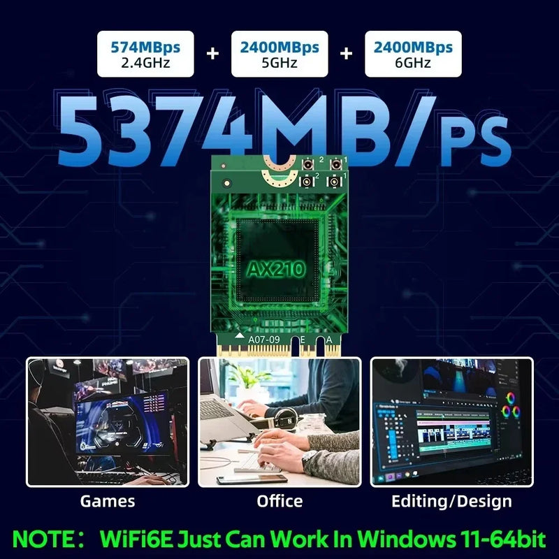 KEBIDUMEI AX210NGW WiFi 6E Card Bluetooth 5.3 2.4G/5G/6GHz 802.11AX M.2 NGFF Wireless Network Adapter For - Visuel 5 | SAMAG