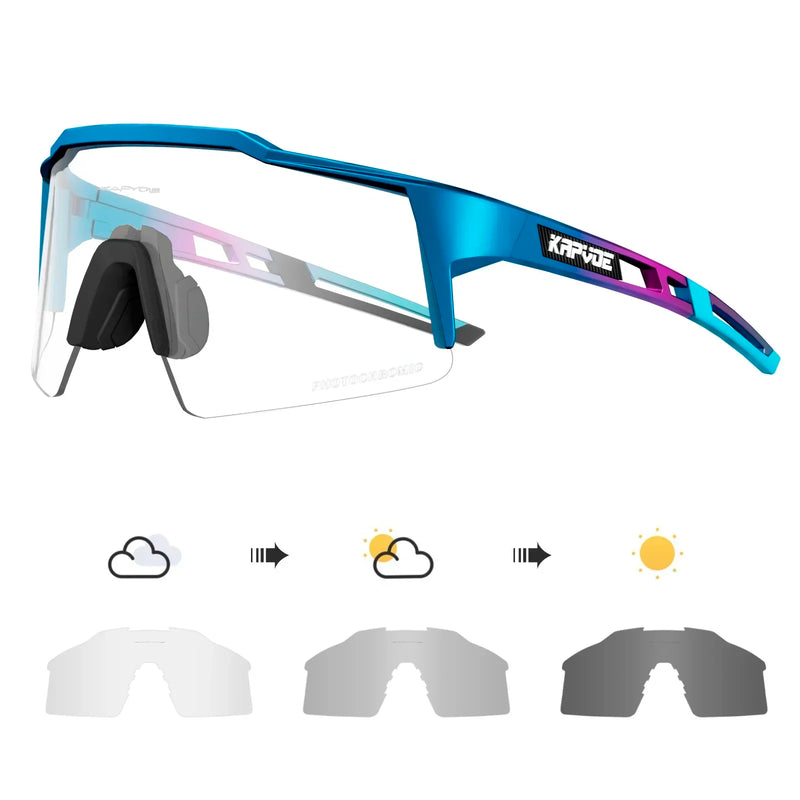 Kapvoe Red Photochromic Cycling Sunglasses for Men Blue | SAMAG