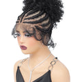Synthetic Braided Wig with Buns Full Lace Cornrow Braids Wig for Black Women Frontal Braiding Wigs with Ponytail 10 inches