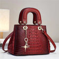 High Quality Leather Women'S Shoulder Bag Fashionable Boston Crossbody Bag Classic Crocodile Pattern Handbag Commuting Tote Bag