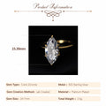Potiy Vintage 9ct 5A Marquise Shape Cubic Zirconia Solitaire Engagement Ring For Women 925 Sterling Silver - Visuel 2 | SAMAG
