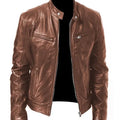 Business Style PU Leather Jacket Stand Collar Slim Fit Zipper Coat Multiple Colors Autumn New Arrival Fashion Urban Outerwear