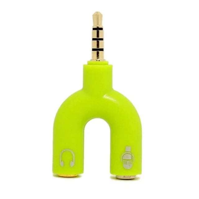 1PC Dual 3.5MM Y-type  Adapter Headphone Plug Audio Cables Splitter Microphone 2 in 1 Swivel Connector Jack Plug Adapter