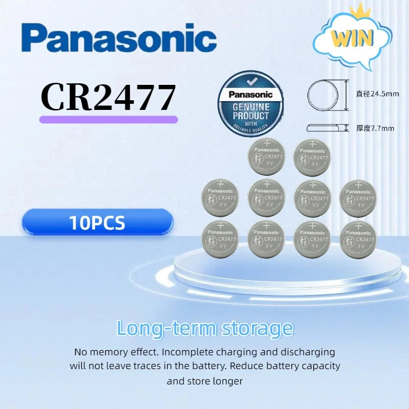 1-10pcs Panasonic CR2477 battery CR 2477 lithium 3V instrument meter imported digital tire pressure monitor intelligent toilet
