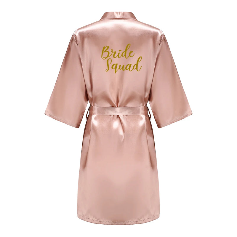 Rose Gold Kimono Satin Women Bathrobe Wedding Sister | SAMAG