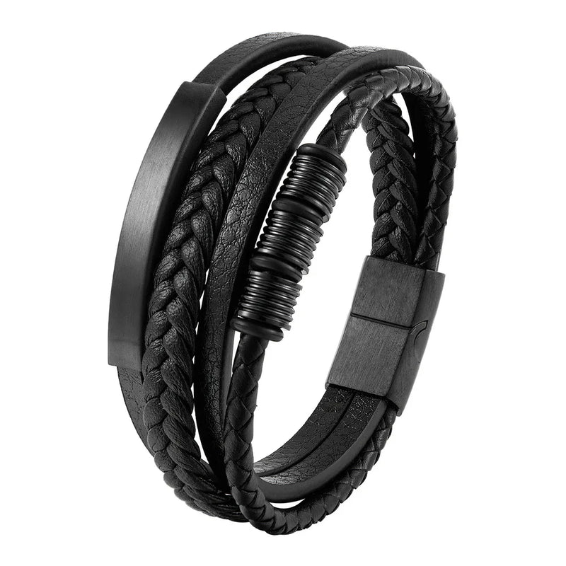 Charm Braid Rope Bracelet For Men Stainless Steel Magnetic Buckle Genuine Leather & Bangles Male Female - Visuel 7 | SAMAG