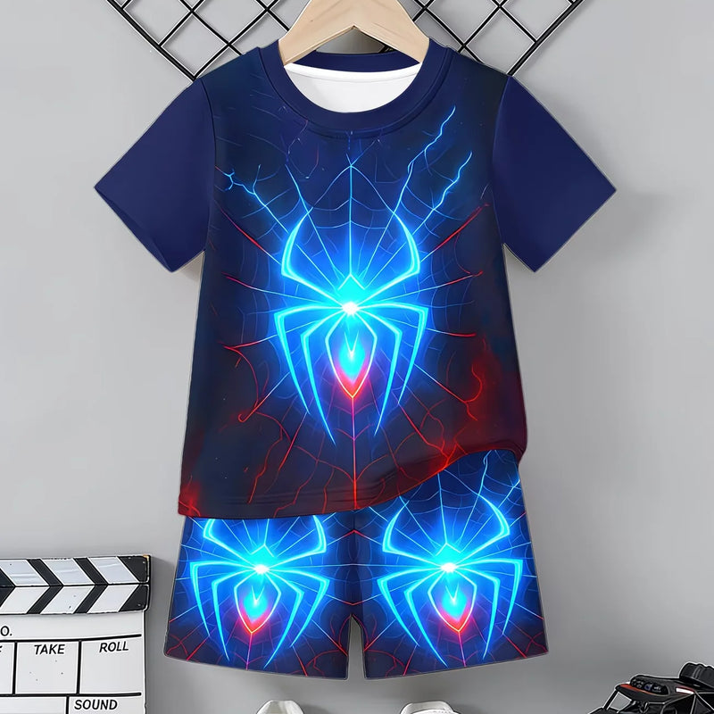 Boys Summer Outfit Spider Print Short Sleeve T-Shirt | SAMAG