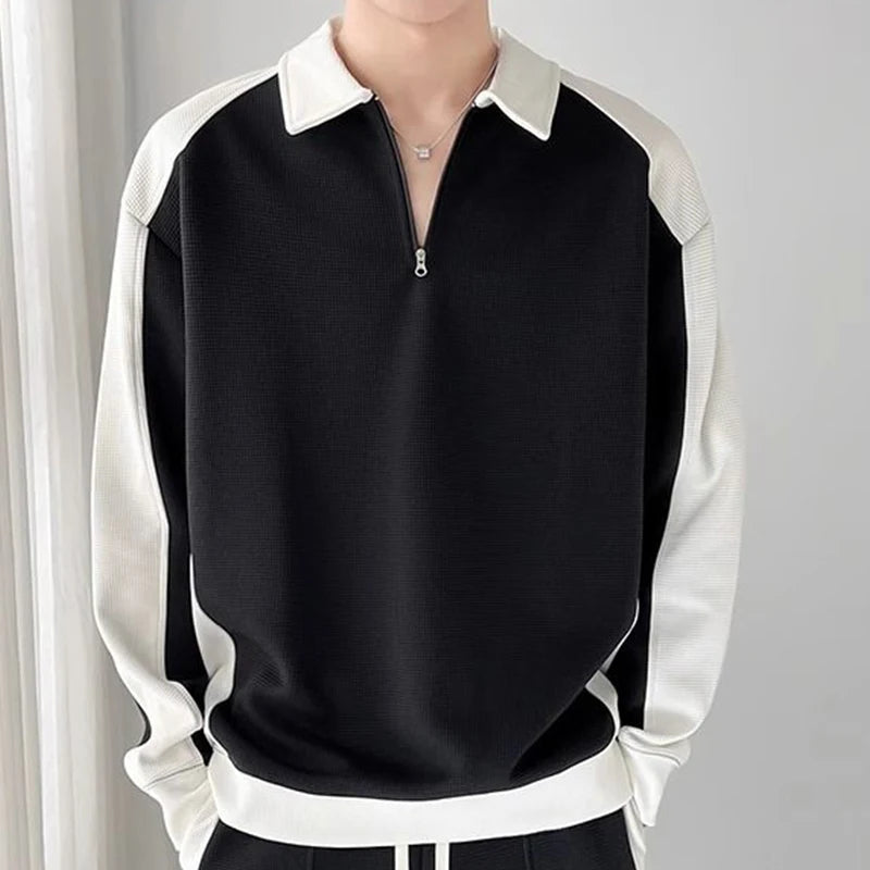 Spring Autumn Korean Fashion Patchwork Sweatshirt Elastic Casual Sweatpants Set Men Loose Comfortable - View 10 | SAMAG