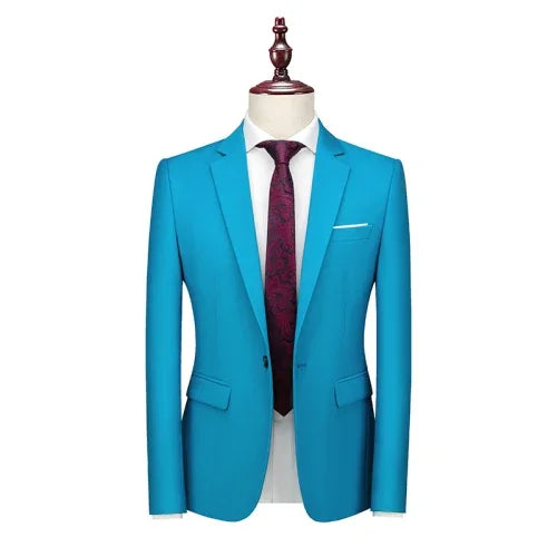 22 Color Men's Suit Jacket, Single Button V-neck Dress Coat Black Blue Red Slim Blazer Asian Size Terno Masculino, M-5XL 6XL