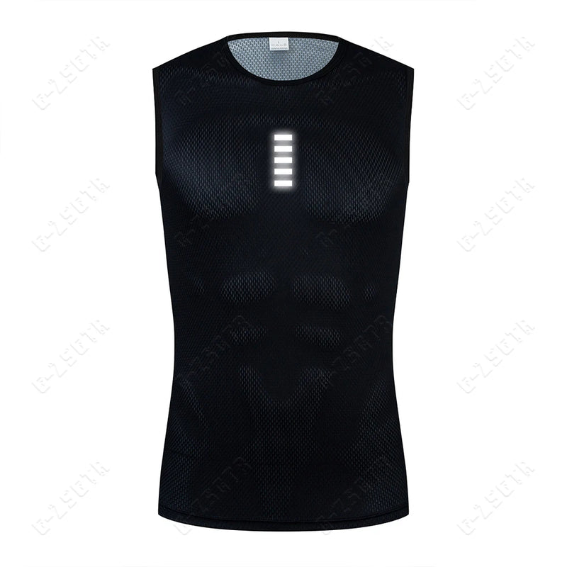 Cycling Base Layer Reflective Underwear White Cycling Jersey Sport Vest Men Undershirt Quick Dry Elastici Vest Road Bike Jersey