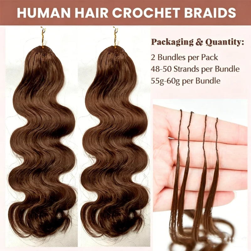 12A Body Wave Chocolate And Natural Black Pre-Separated Feather Crochet Invisible Crochet Hair Extensions Body Wave Crochet Human Hair For Women