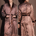 Pajama Men's Robe Kimono Gown Bathrobe with Pockets Print Sleepwear Home Clothing Spring Autumn Satin Nightwear Loose Loungewear